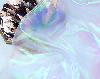25 colors Symphony glass yarn fabric Crush Iridescent Shimmer Fantasy Organza, 59" Wide, Decor, Costume, Sewing/Fabric by the meter