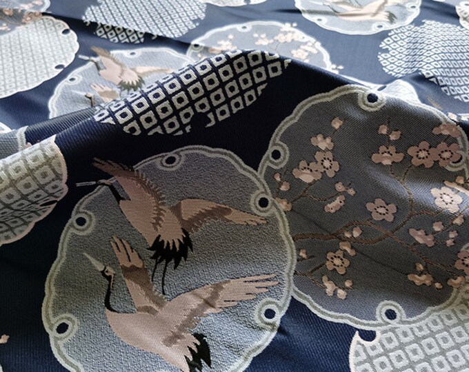 Chinese Bird Jacquard Fabric plum blossom and crane pattern, Home decor, table runner, suit pillow case, Cheongsam Qipao, Sewing, Upholstery