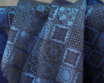 Vintage Geometric Floral Brocade Fabric | Jacquard Cheongsam Material | Retro Diamond Pattern Chinese Dress Fabric, 65"Wide