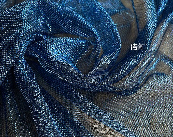 59"W Laser Symphony Hollow Fabric Mesh Texture see-through Wedding Fabric, Luxury Designer Sewing Fabric, High End Discolored fabric