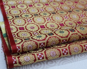 29"W Tibetan Brocade Fabric: Silk Rayon Upholstery