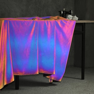 Midnight Rainbow Laser reflective Elastic material Colorful gradient DIY fabric, 61&quot;W, gradient retro-reflective coating, tear resisting