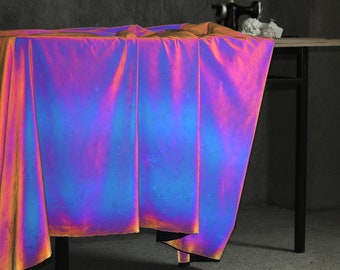 Midnight Rainbow Laser reflective Elastic material Colorful gradient DIY fabric, 61"W, gradient retro-reflective coating, tear resisting