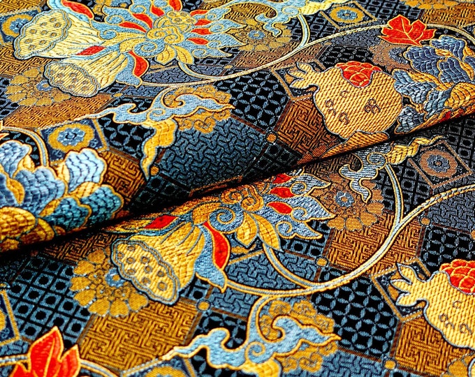 Silk Brocade Fabric Pomegranate Design, Wedding Fabric, 45" W Chinese Silk Fabric By 1 Meter on SALE, Upholstery, Quilting, Sewing, Costume