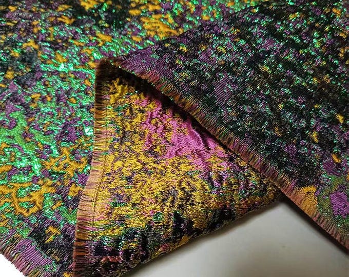 Reversible Jacquard Brocade Fabric with Oil Painting Effect & Metallic Threads, 56"Wide