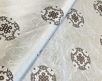 Auspicious Chinese Knot Brocade Fabric: Rayon Satin for Hanfu & Quilting (29.5"W)