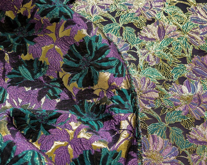 Gold Thread Jacquard Fabric: Retro Reversible Upholstery, Costume, Decor
