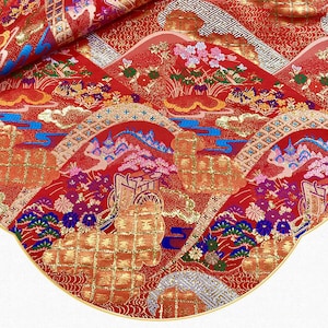 59 "W Antico inchiostro cinese pittura mandarin duck ponte e acqua corrente modello Foli Brocade - 4 colori, Tappezzeria, Trapuntatura, Cucito