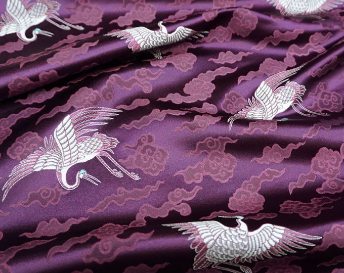 Crane Brocade Fabric: Colorful Silk Rayon Blend, 29" Wide