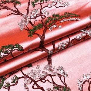 59"W Shiny Guest Greeting Pine Traditional Silk Brocade Fabric On SALE | 5 colors to choose | Upholstery, Quilting and Sewing fabric