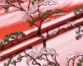 59"W Shiny Guest Greeting Pine Traditional Silk Brocade Fabric On SALE | 5 colors to choose | Upholstery, Quilting and Sewing fabric
