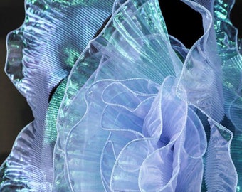 3D Ruffle Organza Fabric: Two-Toned Designer Gown Material