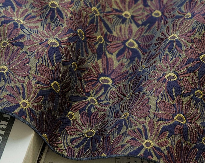 Vintage Floral Daisy Jacquard Fabric for Clothing – Country Style Apparel Fabric, Soft Cotton Blend, Premium Textured Fabric for Upholstery