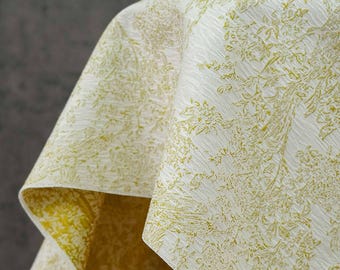 French Jungle Floral Shadow Jacquard Fabric – Elegant Fine Weave, Decorative Floral Design, Premium Textured Fabric for Upholstery & Fashion