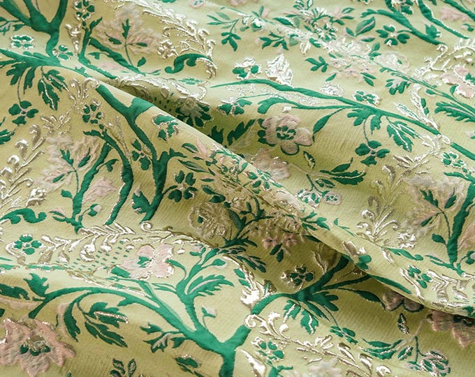 58"W Gold thread jacquard fabric, Classic retro designer fabric, Upholstery, Decor, Costume, Curtain, handbag, Sewing, DIY/Fabric by 1 yard