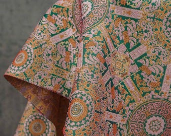 Mongolia Tibetan Bada halo caisson pattern, 59"W, Upholstery, Decor, Costume, Curtain, Handbag, Sewing, Cheongsam, Buddha/Fabric by 1meter
