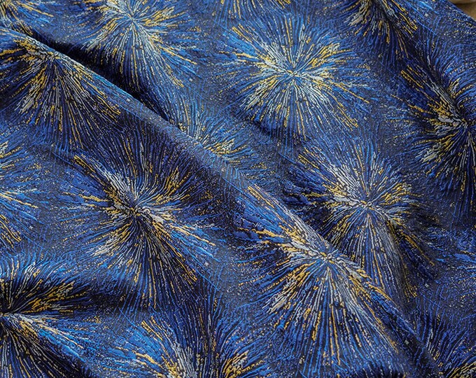 62"W Gold thread Luxury Embroidered Jacquard Fabric, 3D designer fabric, Upholstery, DIY, Decor, Costume, Curtain, Sewing/fabric, By 1 Meter