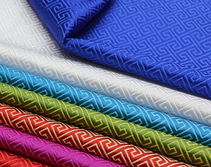 Chinese Embroidery Brocade fabric, 29.5 inches wide, Small Fret pattern, 9 colors for chinese cheongsam, qipao, chinese wedding
