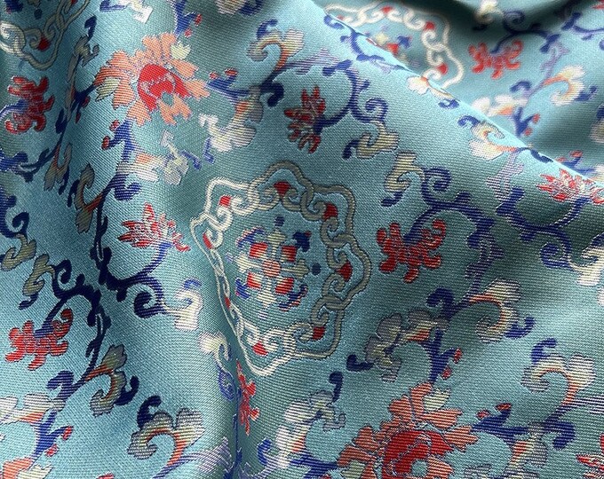 59"W Song Brocade blessings and treasures Silk Brocade, Emperor Tibetan robe, cheongsam, sewing, Upholstery, Quilting and drapery fabric