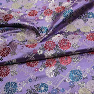 Japanese Fabric, Modern Japanese Floral Jacquard silk brocade by the meter, 29.5 Width, 5 colors On SALE Purple