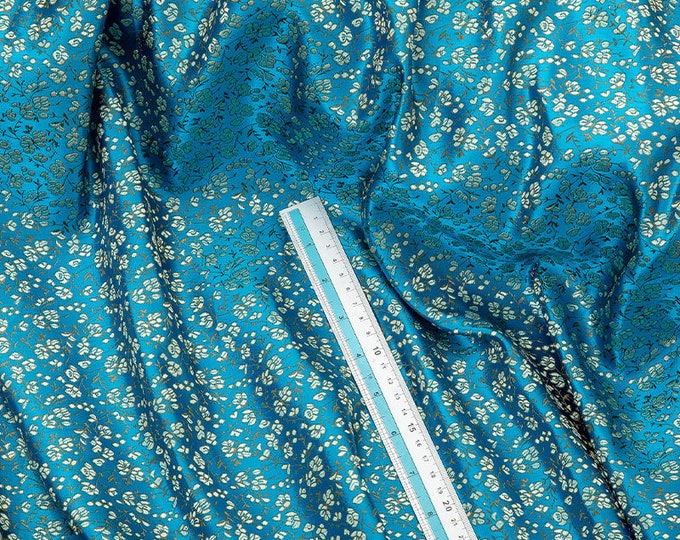 Silk Brocade Fabric fragile florets, Wedding Fabric, 45" W brocade Fabric By 1 Meter, Upholstery, Sewing, Costume, Decor, Curtain, 2 colors