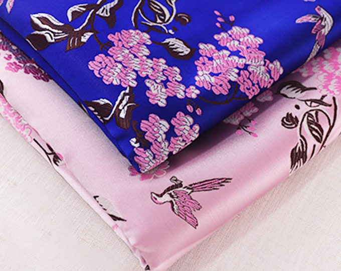 Traditional bird and flower rayon jacquard brocade Fabric, 29.5", Upholstery, Decor, Costume, Curtain, Handbag, Sewing/Fabric by the meter