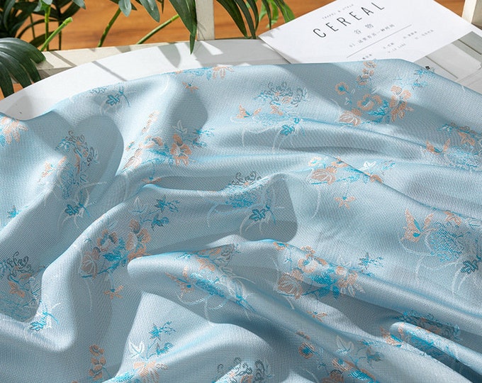 59"W Colorful flowers and different colors glare jacquard fabric, Upholstery, Quilting, drapery, Decor, Curtain, bag, Sewing, DIY/ fabric