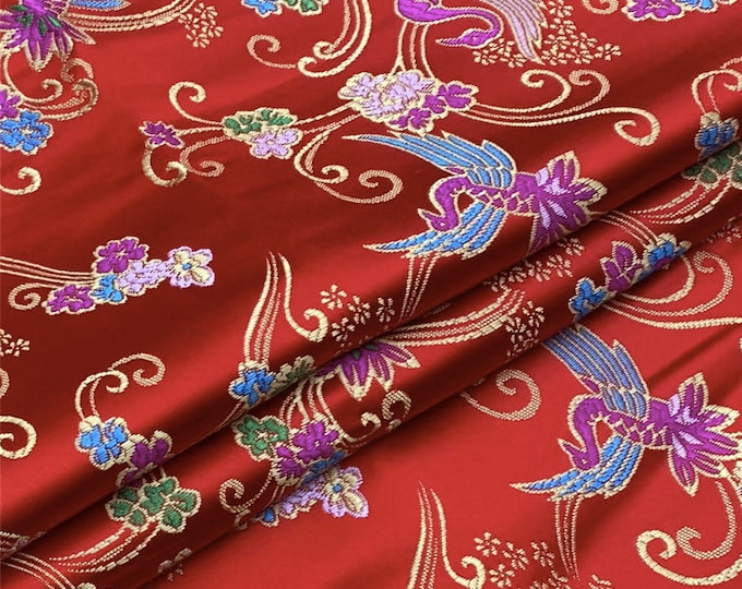 Auspicious Clouds Pattern Silk Brocade Fabric, robe, cheongsam, Tibetan robe, Upholstery, Quilting Sewing silk satin fabric, brocade, 59“ W