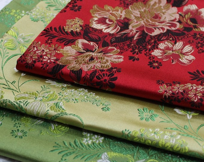 Chinese brocade fabric, Brocade with peony,Jacquard fabric,Cheongsam & Qipaofabric,Cosplay DIY fabric,Kimono fabric,3 colors,1mtr/pc
