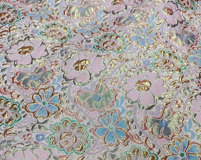 Gold thread jacquard fabric, 3D oil painting stiff texture, designer fabric, Upholstery, Prom dress, bag, Sewing/ fabric, 55" W By 1 Meter