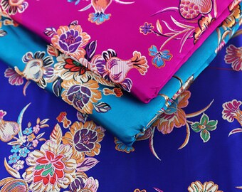 Floral Jacquard Brocade Fabric: Chinese Mongolian Gown Robe, 29.5" Wide