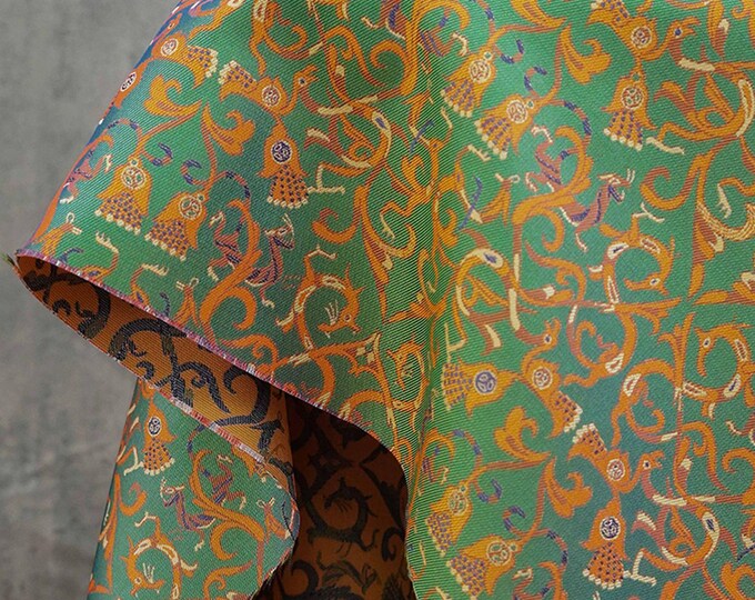 Reversible jacquard woven fabric, 3D ancient pattern Upholstery, Decor, Costume, Curtain, bag, Sewing, carpet, blanket/Fabric, 59"W