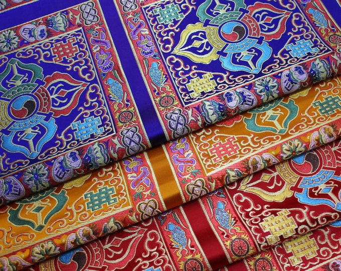 29"W Chinese Vintage Buddhism Tibetan Textile, Tibetan Fabric, Upholstery Fabric, Tibetan robe Paches, spinning Fabric, silk, satin brocade