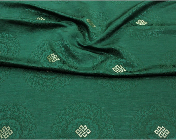 9 Colors 29.5"W Chinese Buddha Symbol Satin Brocade Floral Brocade Jacquard Satin, upholstery fabric, drapery fabric
