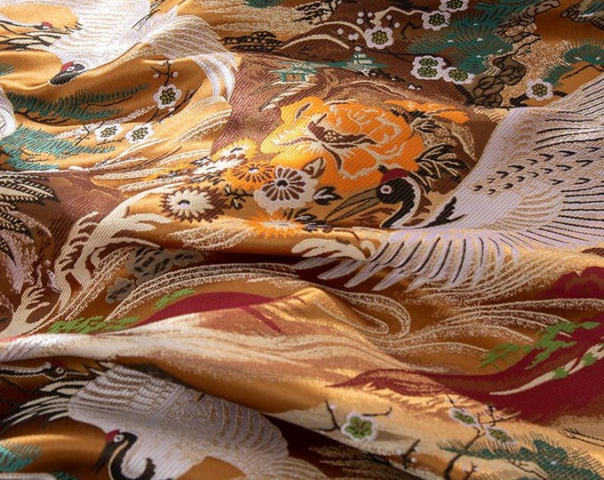 Japanese Kirin Nishijin colorful Silk Brocade Fabric| 29.5“Wide | Upholstery, Decor, Costume, Curtain, Handbag, Sewing/Fabric by the meter