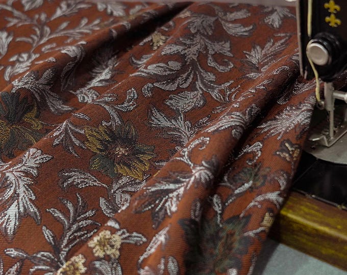 Victorian Jacquard Upholstery Fabric: Edwardian Style Floral, 58"W