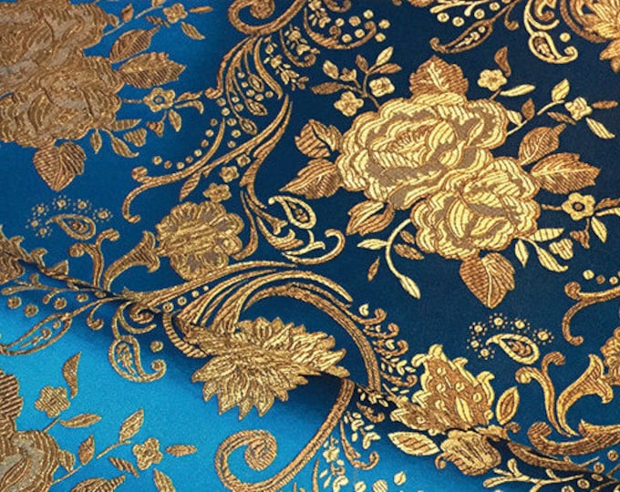 57"W Retro Palace style brocade jacquard dress fabric, Tibetan Fabric, Upholstery and Sewing Fabric, Tibetan robe Paches, silk satin brocade