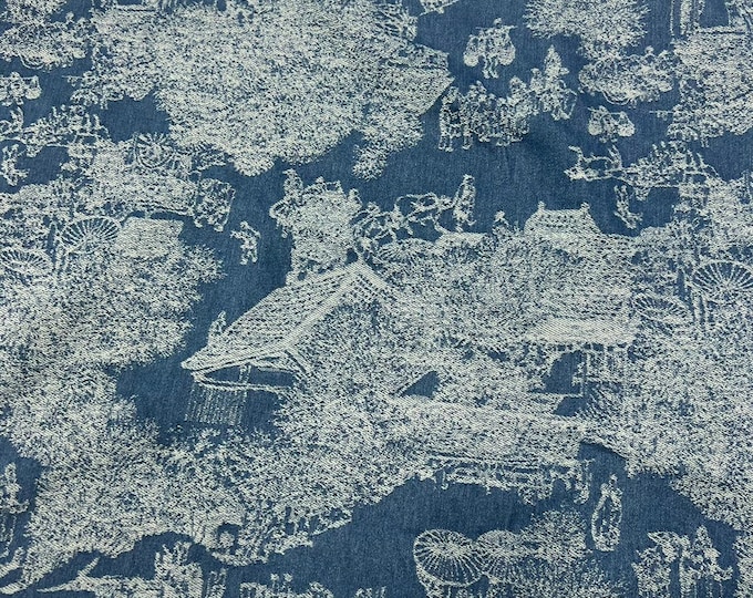 Jacquard Denim Fabric: Qingming Riverside Design, Upholstery & Sewing, 59"