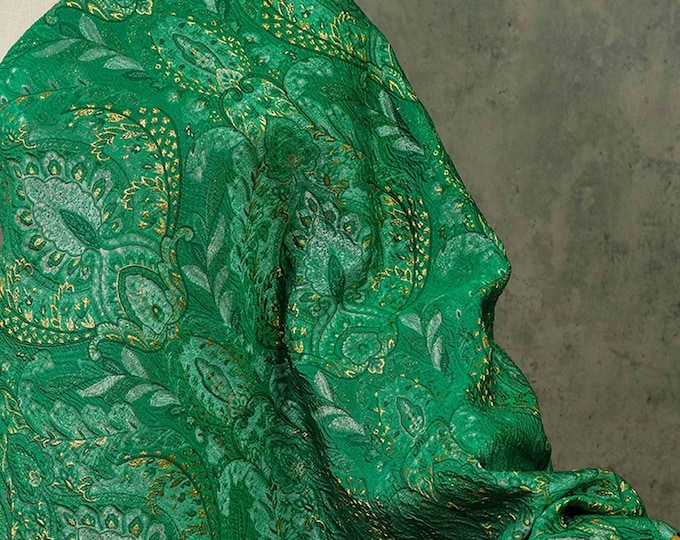 Embossed Jacquard Fabric: Fresh Green European Designer Upholstery, Quilting & Sewing