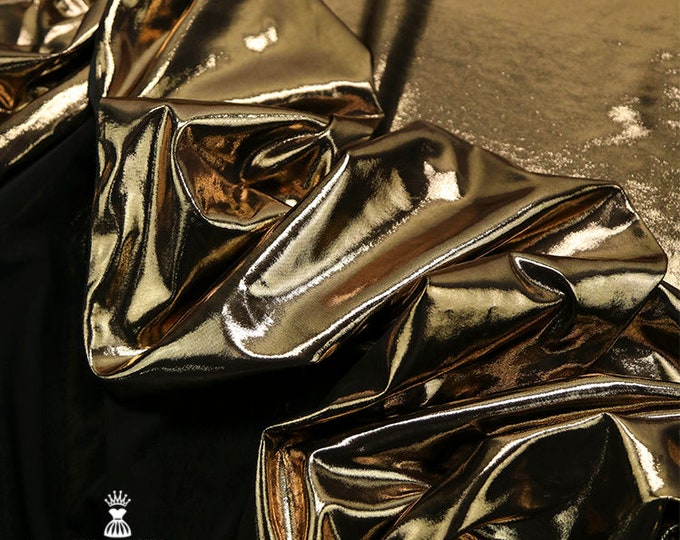 56"W 4 Way Stretch metallic Foil glossy faux soft leather fabric sold by the meter, Upholstery, Decor, Costume, Curtain, bag, Sewing/Fabric