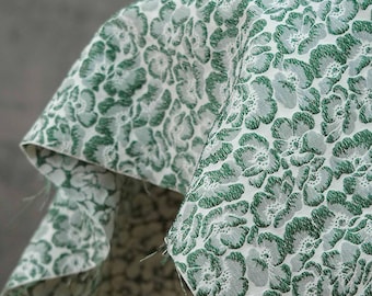 Floral Embossed Jacquard Fabric: Azure Rayon Blend, 60"W