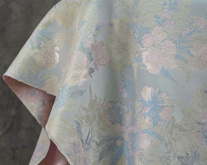 Gold Thread Floral Brocade Fabric: 63"W Chinese Jacquard Damask