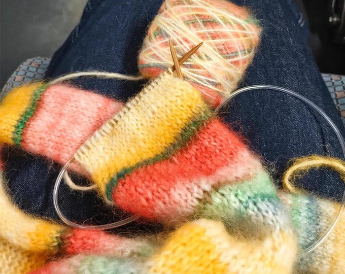 Rainbow Hand-Dyed Mohair Silk Yarn – Kid Mohair Lace Knitting Yarn, Colorful Gradient Rainbow DIY Hand Knitted Wool Ball, Sold by Ball