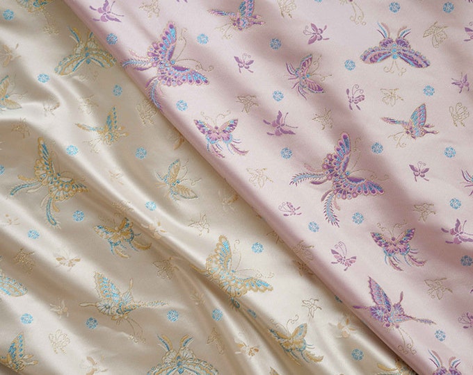 Gold thread butterfly, Rich Texture Drapery, Home Décor Fabrics, 59“W, Upholstery, Decor, Costume, Luxurious, Ornate Weaving/by the meter