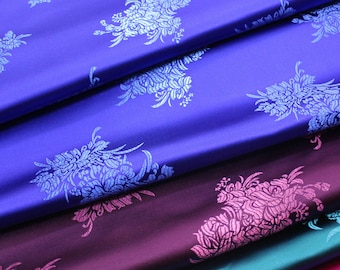 Silk Brocade Fabric Peony Flower Design, Wedding Fabric, 4 Colors Chinese Fabric By 1 Meter on SALE