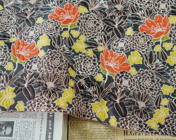 Reversible jacquard woven fabric, 3D floral flower pattern with embossed effects, Upholstery, Decor, Costume, Curtain, bag, Sewing/Fabric