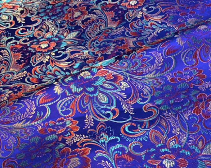 45"W Silk Brocade Fabric Peony Flower Design, Wedding Fabric, 3 Colors Chinese Fabric By 1 Meter on SALE, Upholstery Quilting Sewing fabric