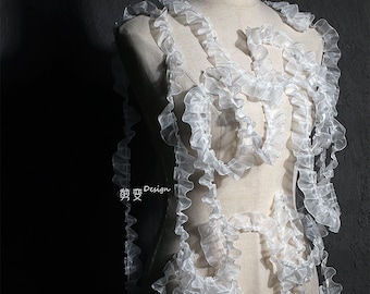 Pleated Tulle Lace Fabric: 1.2" Ruffle Trim, Doll & Wedding Decor