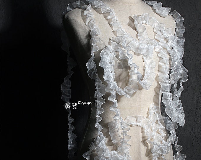 Pleated little ruffles, Decorative tulle lace fabric, Designer Fabric, Lolita, cuff, Events, Decor, Doll, wedding, Baby/fabric, 1.2" Width