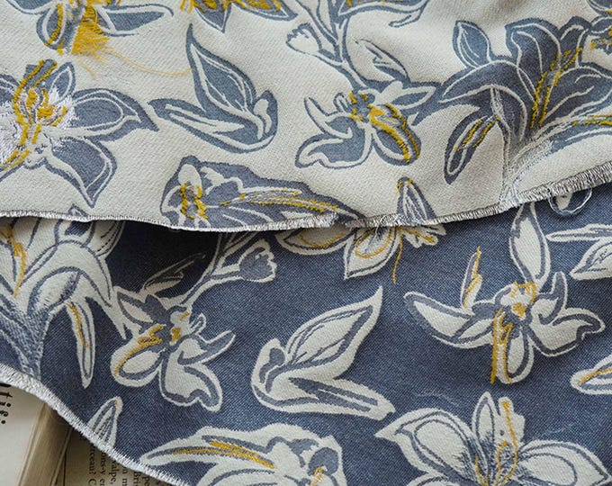 Cotton blended, Textile Symphony of Jacquard, 3D Denim Jean Cotton in a reverse design Creation, 52", Upholstery, Quilting, Sewing, drapery
